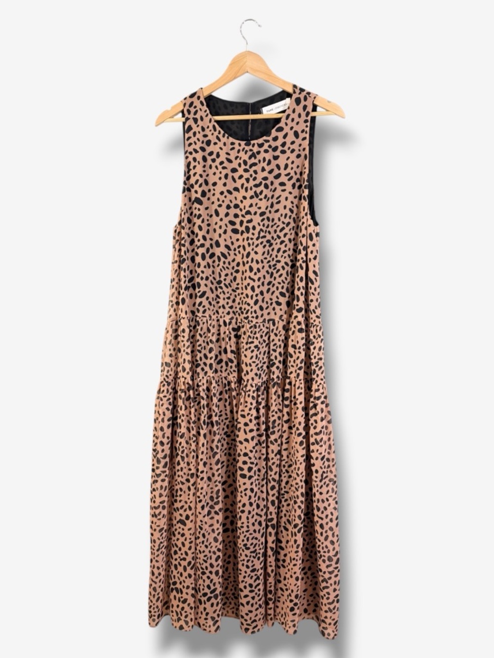 Fame and Partners Tiered Maxi Dress Size US 8 Feline Spot Tan Leopard Print